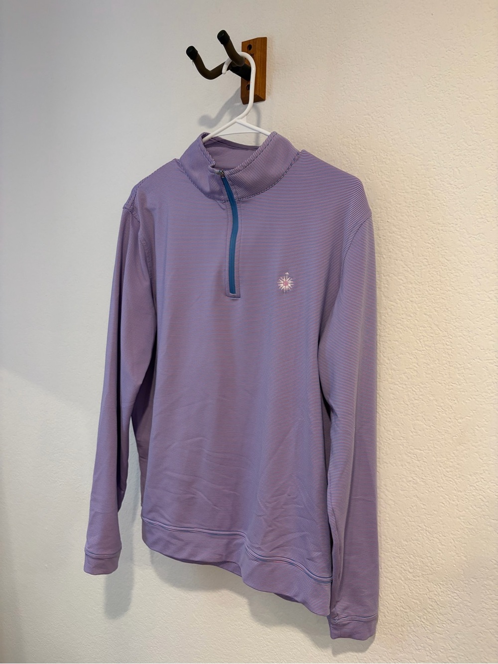 Peter Millar Striped Quarter Zip in Pink and Blue